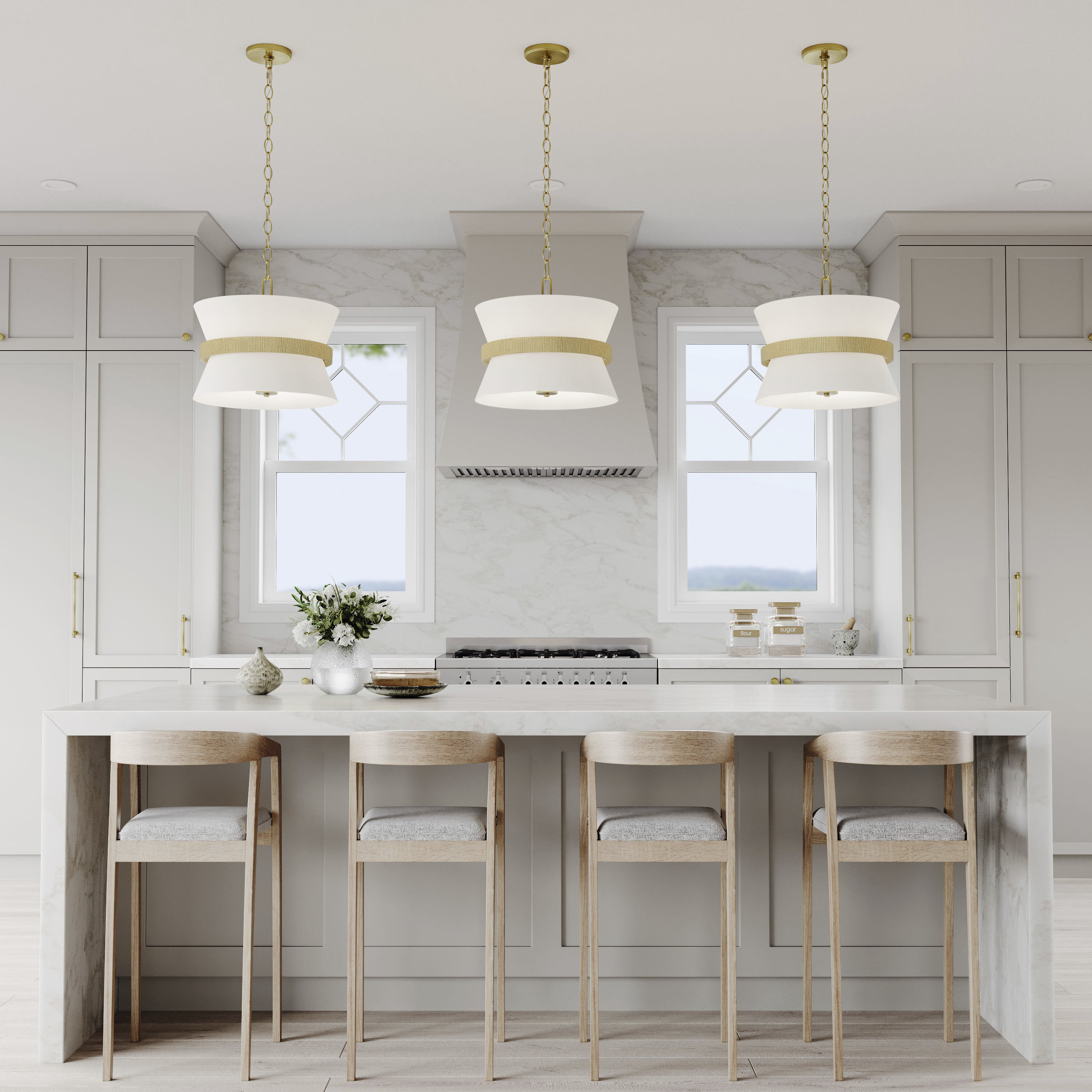 Kimbry 3 Light 16.1 inch Vintage Brass Pendant Ceiling Light